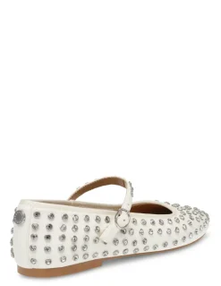 Outlet steve madden Ballerines Mary Jane Spike – Blanc Clouté