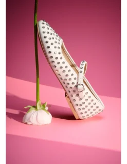 Outlet steve madden Ballerines Mary Jane Spike – Blanc Clouté