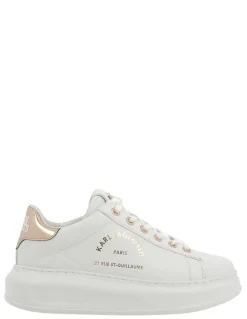 Sale karl lagerfeld baskets compensées femme kapri maison karl lace cuir blanc rose gold
