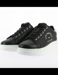 Clearance karl lagerfeld baskets compensées femme kapri maison karl lace cuir noir/blan