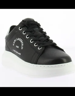 Clearance karl lagerfeld baskets compensées femme kapri maison karl lace cuir noir/blan