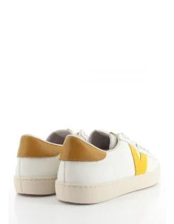 victoria Baskets de ville Femme Berlin Piel & Serraje Cuir Blanc/Jaune