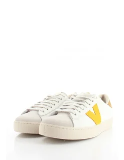 victoria Baskets de ville Femme Berlin Piel & Serraje Cuir Blanc/Jaune