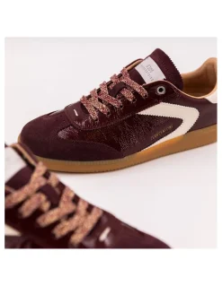 Clearance 0-105 Baskets de Ville Femme Nova Royale Polish Cuir Bordeaux