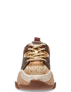 Discount steve madden Baskets de ville Femme privy sneaker Doré/Marron