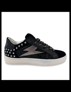 New semerdjian Baskets De Ville Femme Roy Cuir Noir/ Argenté