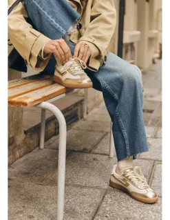 Hot schmoove Baskets de ville femme Sheffield Jogger W Cuir Blanc/Doré