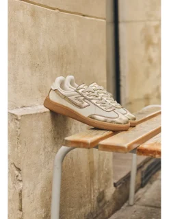 Hot schmoove Baskets de ville femme Sheffield Jogger W Cuir Blanc/Doré