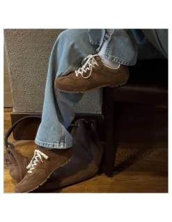 Outlet alohas Baskets de Ville Femme tb.56 suede brown leather