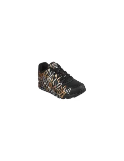 Discount skechers Baskets de ville Femme uno-metallic love black gold
