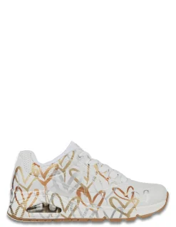 Clearance skechers Baskets de Ville Femme uno-metallic love white