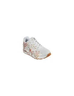 Clearance skechers Baskets de Ville Femme uno-metallic love white