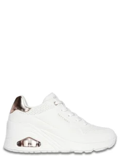 Discount skechers Baskets de ville Femme uno wedge - hi steps white gold