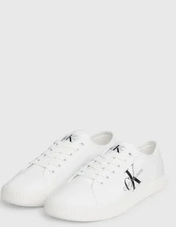 Hot calvin klein Baskets de ville homme ess vulcanized low toile blanc