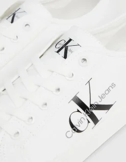 Hot calvin klein Baskets de ville homme ess vulcanized low toile blanc