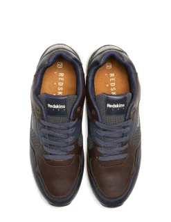 New redskins Baskets de Ville Homme Obvious 2 Cuir Marron/Bleu Marine