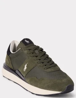 Outlet ralph lauren Baskets de ville homme train 89 dain vert kaki