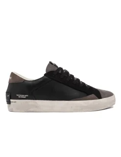 Outlet crime london Baskets Homme Distressed Cuir Noir