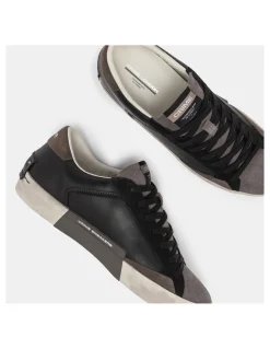 Outlet crime london Baskets Homme Distressed Cuir Noir