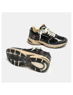 Outlet crime london Baskets Tendance Femme Fugitive Cuir Noir