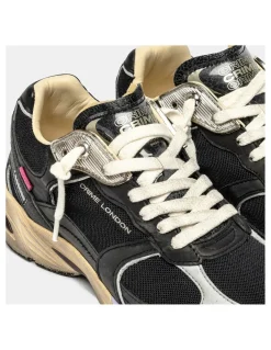 Outlet crime london Baskets Tendance Femme Fugitive Cuir Noir