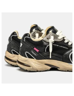 Outlet crime london Baskets Tendance Femme Fugitive Cuir Noir