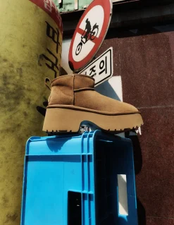Sale ugg Boots Compensées Classic Ultra Mini New Heights Chesnut