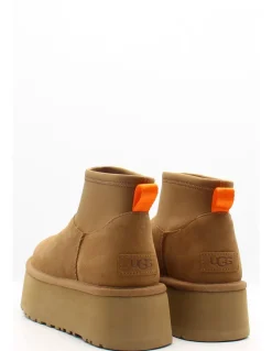 Sale ugg Boots Compensées femme classic mini dipper daim chestnut