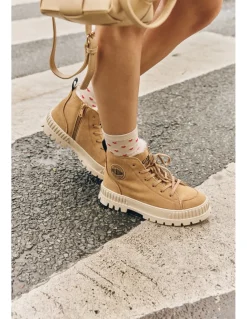 Hot palladium Boots Femme Pallashock Zip Warm Camel