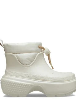 Sale crocs Boots Femme stomp puff boot stucco Blanc