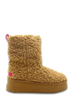 New colors of california Boots Type après-Ski curly fur boot Tan