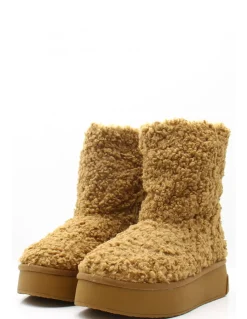 New colors of california Boots Type après-Ski curly fur boot Tan