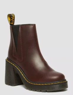 Outlet dr martens Bottines à talons spence dark brown classic pull up