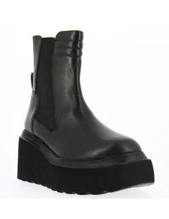Clearance kharisma bottines chelsea compensées femme cuir noir