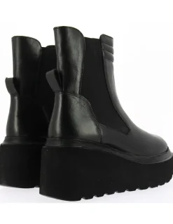 Clearance kharisma bottines chelsea compensées femme cuir noir