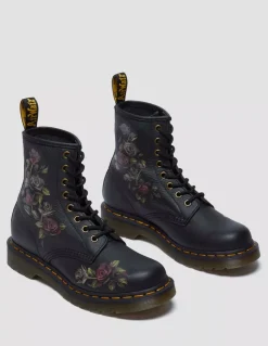 New dr martens Bottines Femme 1460 black decayed roses classic tumbled nappa