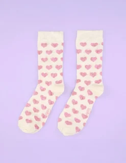 Outlet coucou suzette Chaussettes Femme coeur rose a paillettes