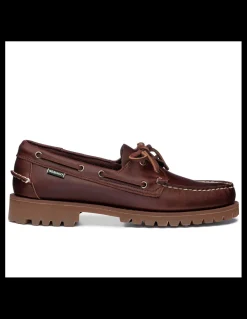 New sebago Chaussures Bateaux Homme Ranger Waxy Cuir Marron