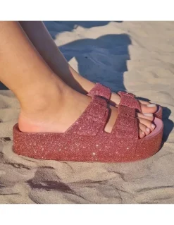 Outlet cacatoes Claquettes Compensées Caipirinha Glitter Women Rose