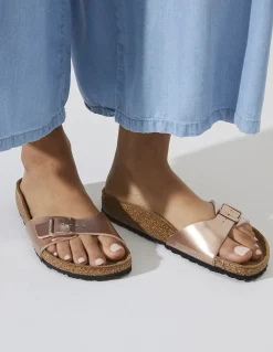 New birkenstock claquettes femme madrid metallic copper rose gold