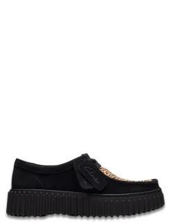 Outlet clarks Derby femme torhill bee imprimé léopard daim noir