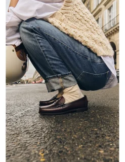 Sale sebago Mocassin Femme Classic Dan Woman Bordeaux Foncé