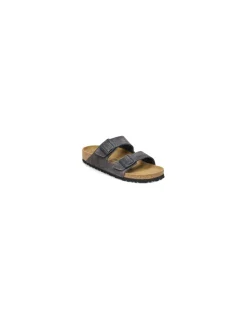 Discount birkenstock Mules arizona suede leather Gris Anthracite