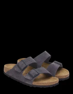 Discount birkenstock Mules arizona suede leather Gris Anthracite