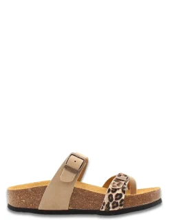 New plakton Mules compensées beige à brides léopard
