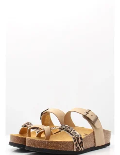 New plakton Mules compensées beige à brides léopard