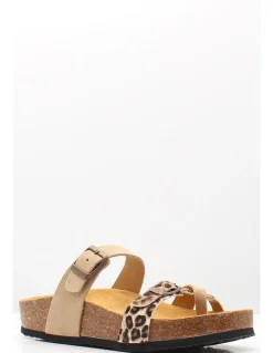 New plakton Mules compensées beige à brides léopard