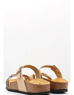 New plakton Mules compensées beige à brides léopard