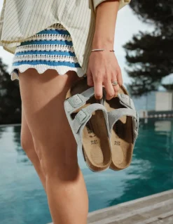 Hot birkenstock Mules femme arizona daim gris