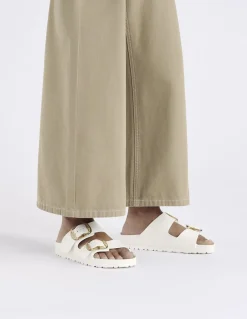 New birkenstock Mules Femme Arizona EVA Blanc/Boucles Dorées